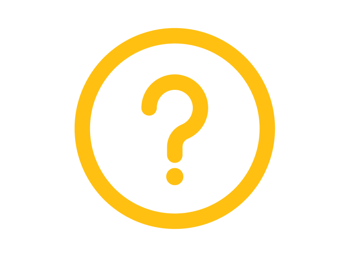Yellow question mark inside a yellow circle on a white background.