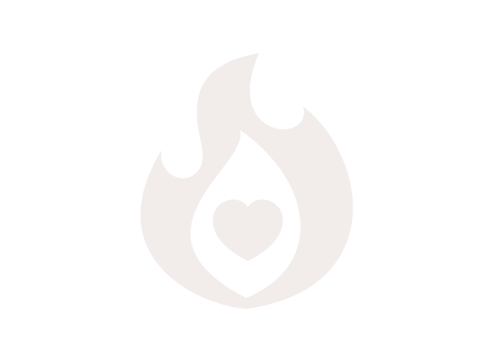 Gray flame with a heart shape in the center on a white background.