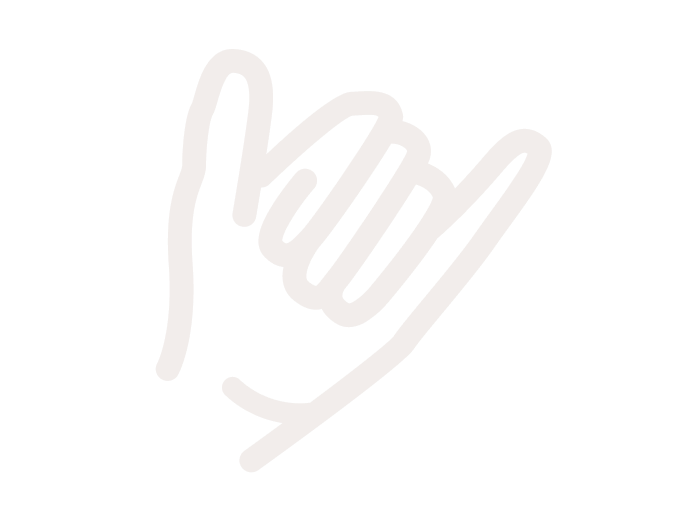 Line drawing of a hand making a shaka gesture on white background.