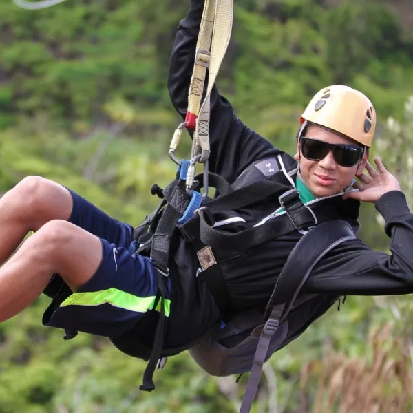 a person wearing a helmet