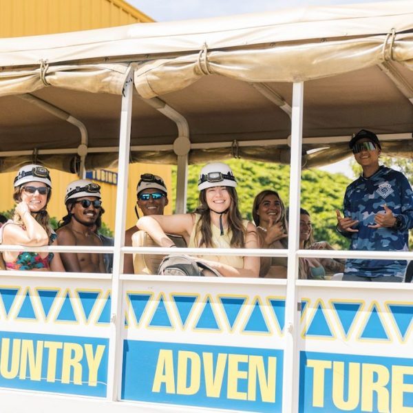 a group of people standing in front of a building
