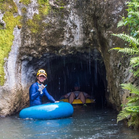 a person in a raft on the water